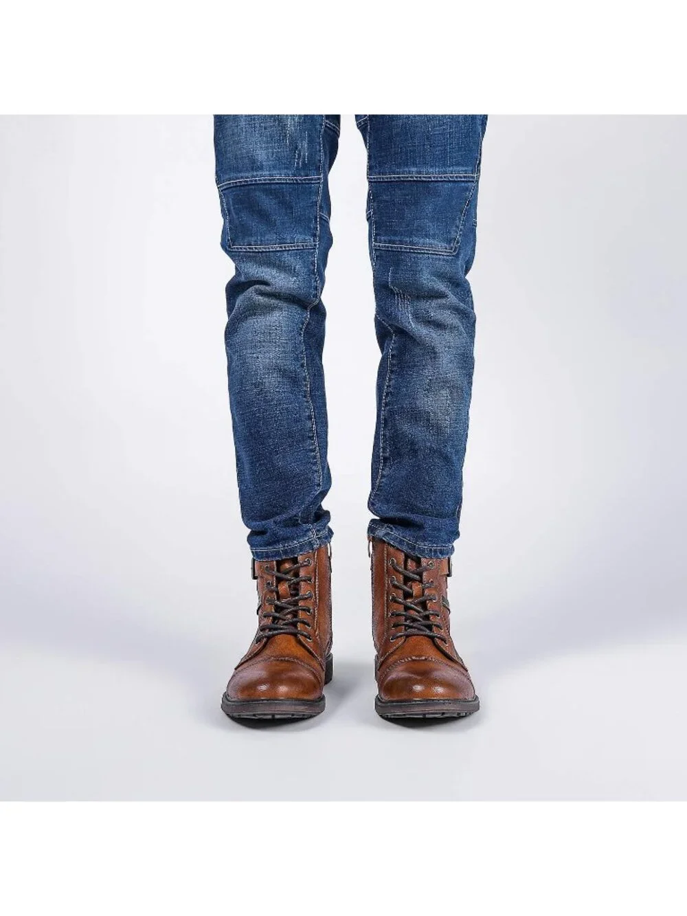 Men's Brown Oxford Boots Buckle Casual Men Boots Lace-Up Side Zipper
